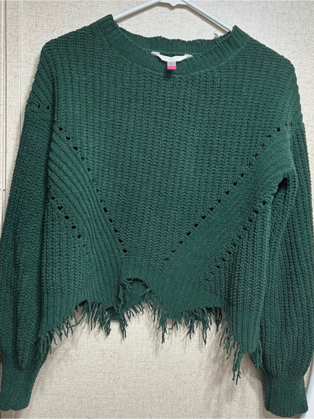No Boundaries Forest Green Distressed Crewneck Sweater